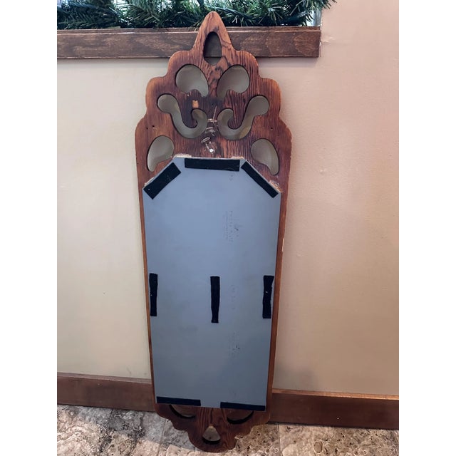 Art Nouveau Vintage 1970s Carved Wooden Art Nouveau Style Wall Mirror For Sale - Image 3 of 8