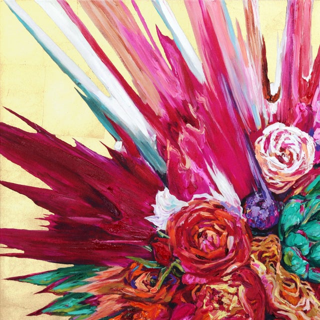 Vibrant, large-scale multimedia artworks incorporate reflective mediums and thick textures in Kate Tova's recent work....