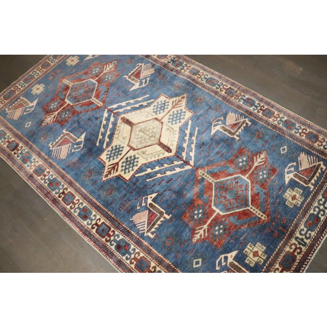 Turkish Blue Vintage Inspired Caucasian Rug rug no.j4884 For Sale - Image 3 of 7