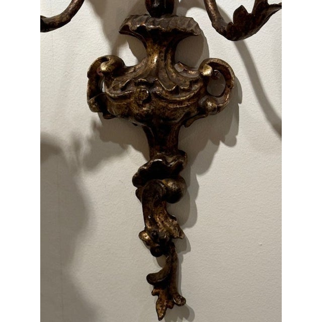 Early 20th Century Pair of Early 20th Century Italian Silver Gilt Sconces For Sale - Image 5 of 7
