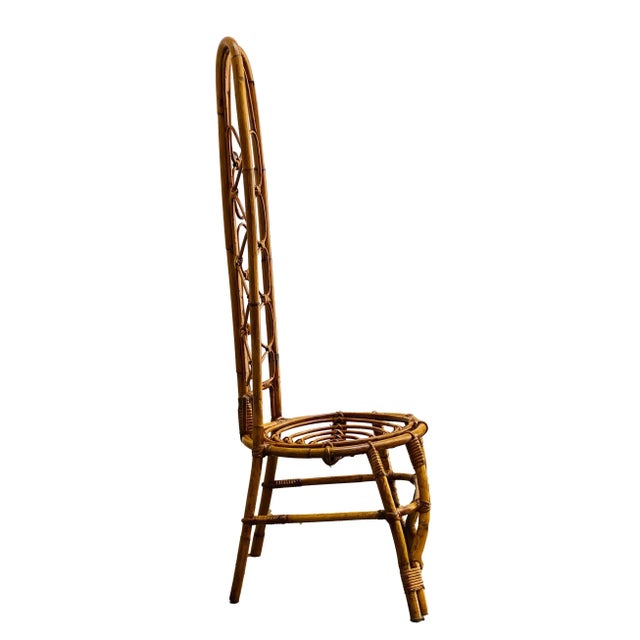 French Riviera Rattan & Bamboo Side Chair, France, 1960s For Sale - Image 4 of 9