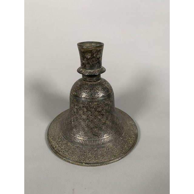 Hookah base "huqqa" with "Bidri" decoration, Deccan India, 18th century. Made of silver-nielloed steel, richly decorated...
