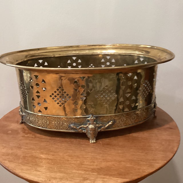 Vintage Brass Flared Rim Pierced Planter For Sale In Chicago - Image 6 of 12