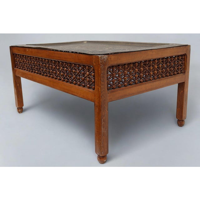 Islamic Mamluk Cairoware Tray Table, 1890s For Sale - Image 4 of 18