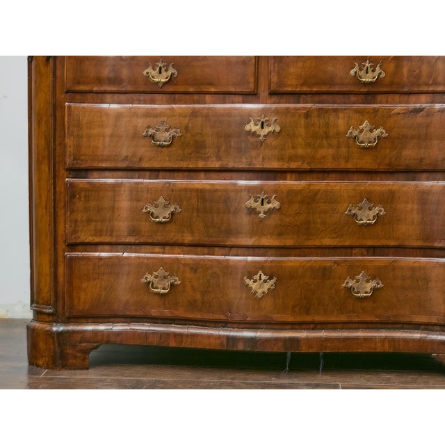 19th Century English Mahogany Serpentine Chest with Inlay and Ornate Pulls For Sale In Atlanta - Image 6 of 12