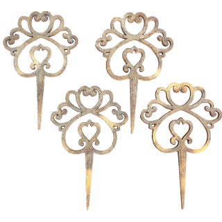 1920s Cast Iron Lawn Stake Hose Guide Ornament, Set of 4 For Sale