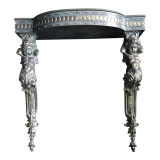 20th Century Italianate Bronzed Metal Putti Wall Console Table For Sale