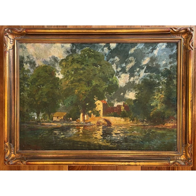 European Lake Landscape, Vintage Oil Painting For Sale - Image 10 of 10