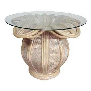 Pencil Reed, Rattan and Bamboo Bell Flower Side Table For Sale