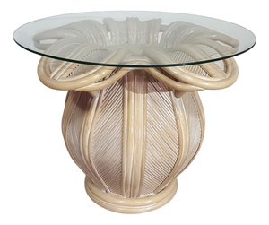 Pencil Reed, Rattan and Bamboo Bell Flower Side Table