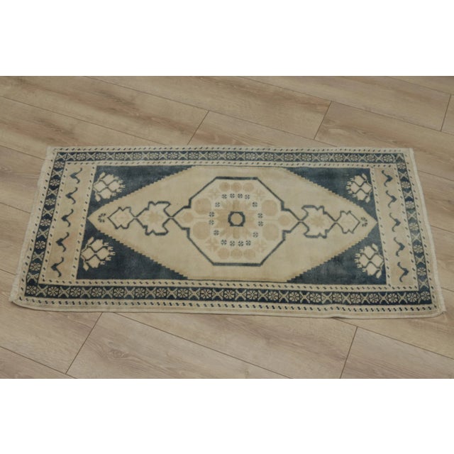 Size: 1.9 x 3.5 ft ( 58 x 108 cm) 23 x 42 inches Color: Organic Natural Dye (Beige,Navy Blue,Cream) Material: 100% Hand...