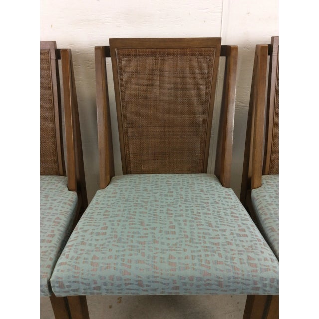 Brown Set of 4 Mid Century Modern Cane Back Dining Chairs by Drexel For Sale - Image 8 of 13