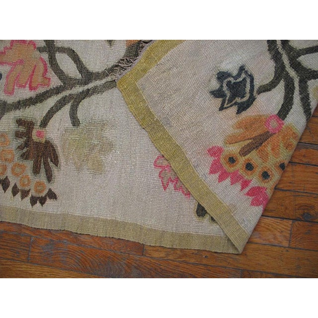 Ivory Antique Bessarabian Flatweave Rug With Floral Design in a Special Ivory Background Color For Sale - Image 8 of 12