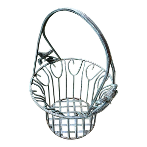 Garden Basket - Planter Vintage Verdigris Iron With Birds