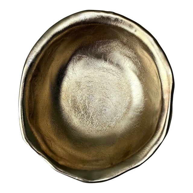 Vintage Slab Built Bronzed Studio Pottery Bowl For Sale