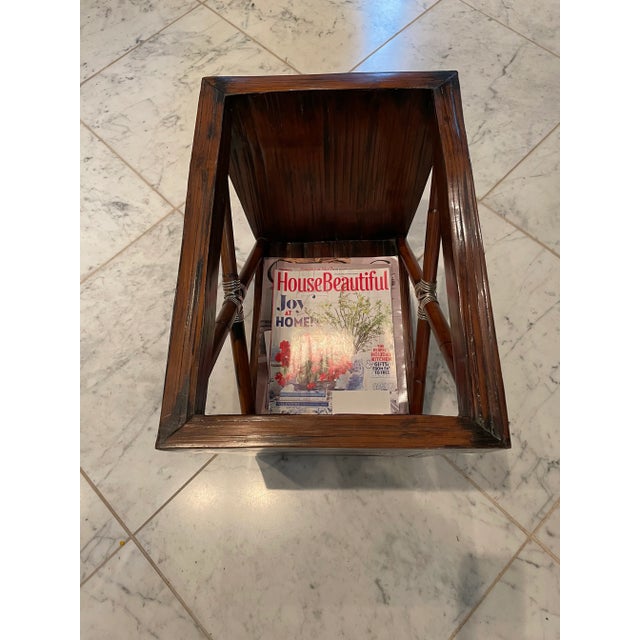 Contemporary Wooden and Silver Wrapped Magazine Stand For Sale In New York - Image 6 of 11