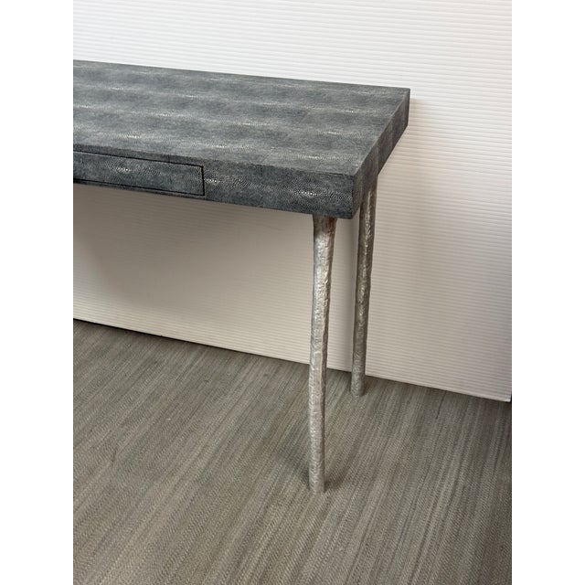 Metal Made Goods Audrey Faux Shagreen Desk For Sale - Image 7 of 12