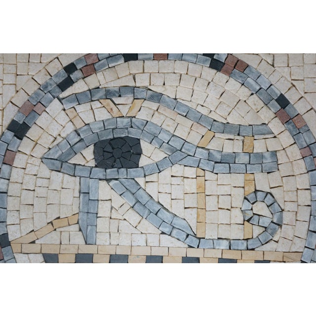 Late 20th Century Vintage Egyptian Eye of Horus Marble Quartz Mosaic Tile Plaque 12" For Sale - Image 5 of 11