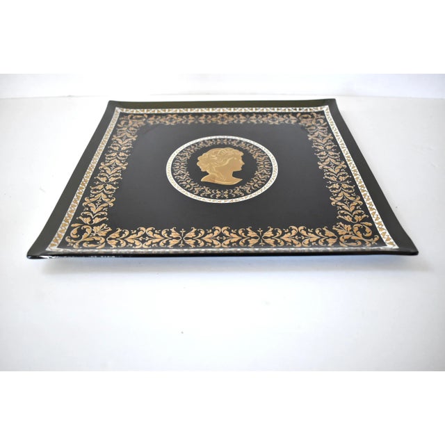 Mid 20th Century Mid-Century Briard-Style Black and Gold Silhouette Large Square Serving Tray For Sale - Image 5 of 6
