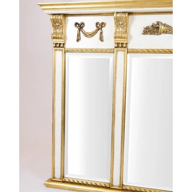 Empire Style Mirror with White and Gold Gilded Frame with Decorative Ornaments For Sale - Image 3 of 8