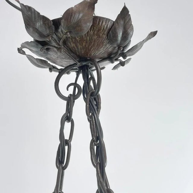 Art Deco Pate De Verre Ceiling Lamp attributed to Schneider, France, 1930s For Sale - Image 9 of 11