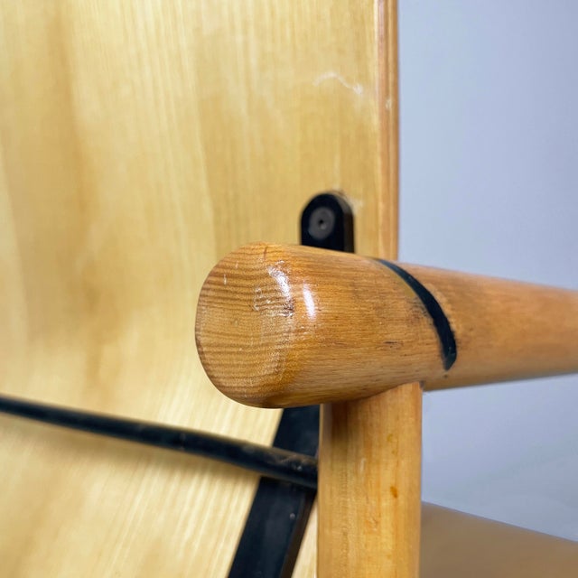 Italian Modern Chairs with Armrests in Wood and Black Metal, 1970s, Set of 2 For Sale - Image 15 of 18