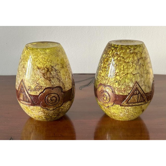 Art Deco Glass Vases by Legras, 1920s, Set of 2 For Sale - Image 14 of 15