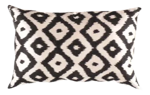 Ti 253 Black Decorative Accent Ikat Pillow 16'' X 24''