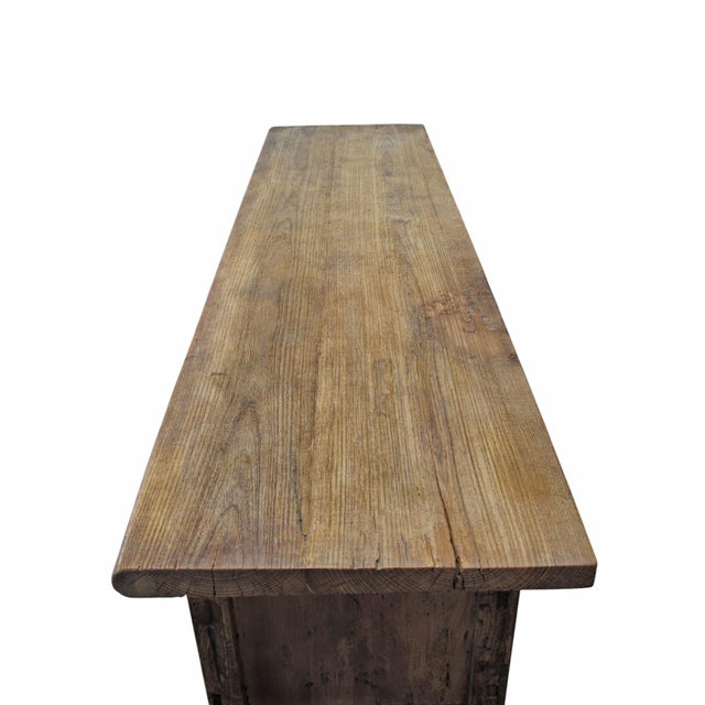 Wood Antique Chinese Natural Wood Sideboard With Iron Hardware For Sale - Image 7 of 12