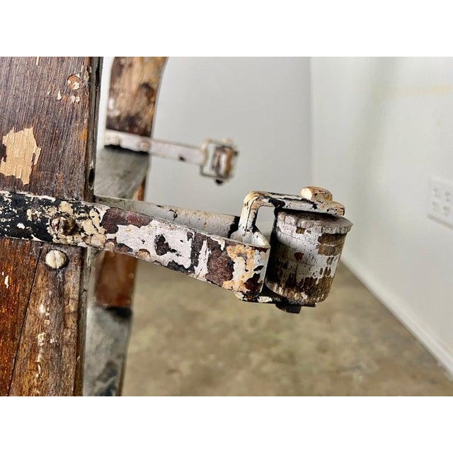Antique Rustic Library Ladder, Iron & Wood With Distressed Patina For Sale In Los Angeles - Image 6 of 18
