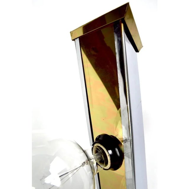 1970s Chrome and Brass Cityscape Style Lamps - a Pair For Sale - Image 5 of 8