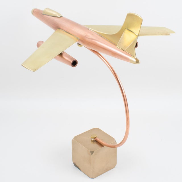 Brass and Copper Airplane Jet Aviation Model, France circa 1960 For Sale - Image 13 of 16