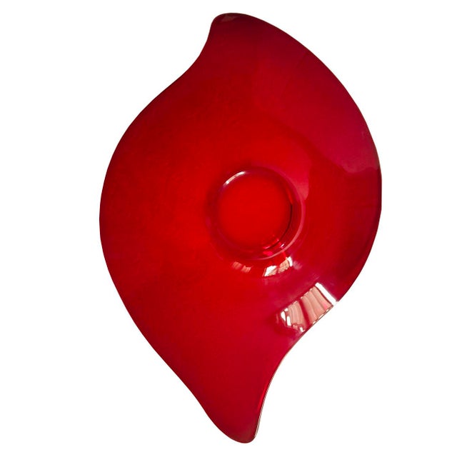 Glass 1960s Viking Glass Epic Console Platter/Bowl in Ruby Red For Sale - Image 7 of 11