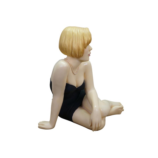 Realism Emily Kaufman "Nya" Resin Blonde Woman Cocktail Dress Art Sculpture Statue 23" For Sale - Image 3 of 14