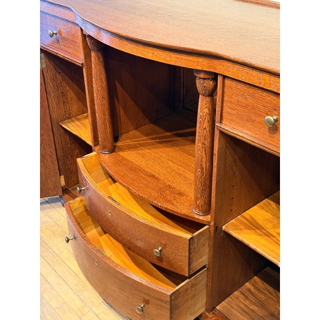 Arts & Crafts Antique Oak Sideboard Buffet / Bar For Sale - Image 3 of 8
