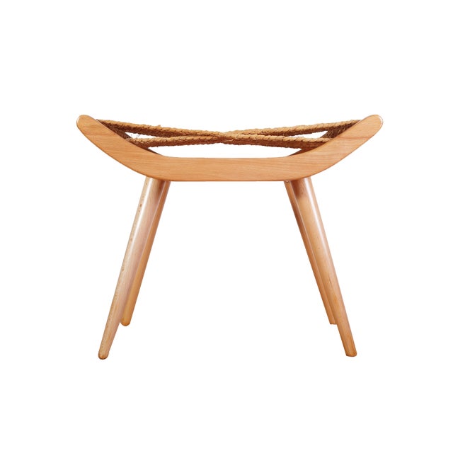 Mid-Century Raffia Stool from Uluv, 1960s For Sale