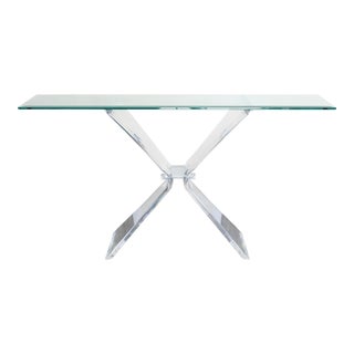 Vintage Lucite Butterfly Console Table With Glass Top For Sale