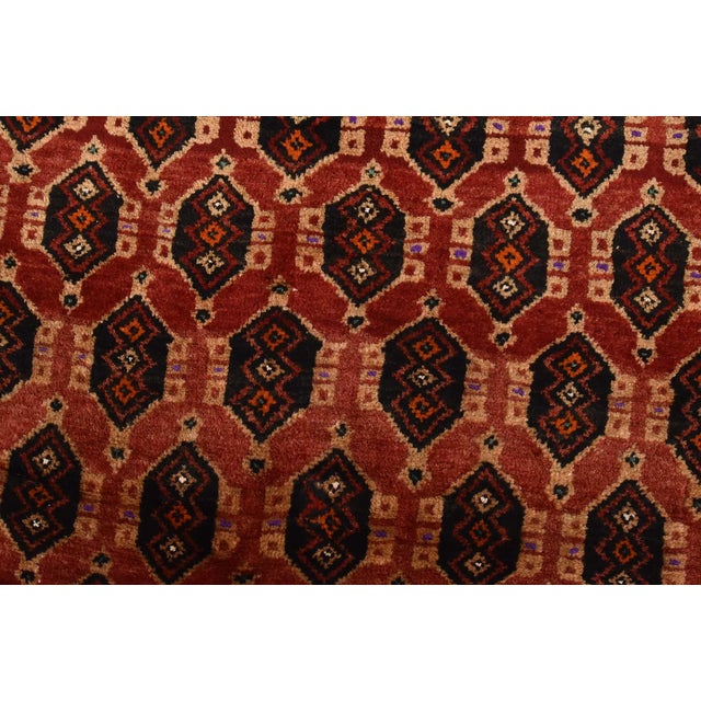 Textile Baloch Rug 3’6” X 6’10” Red Wool Vintage Tribal Hand-Knotted Oriental Carpet For Sale - Image 7 of 12
