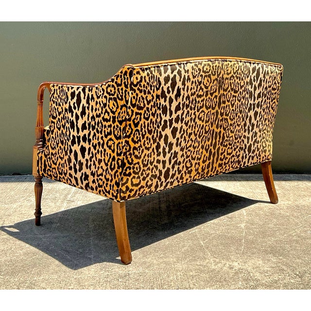 Vintage Regency Napoleon 111 Leopard Velvet Settee For Sale - Image 9 of 12