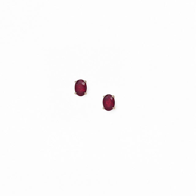 Natural Finely Faceted Quality Ruby Stud Earrings 14k Yellow Gold 2 TCW Certified $1,290 311044 Please look at the video...