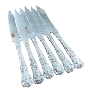 Late 19th Century Antique Silver Plated Tiffany & Co Fish Knives- Set of 6