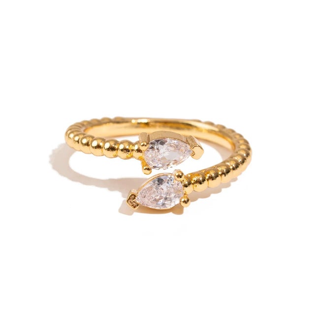 Diamond Teardrop Glow Gold Adjustable Ring, Size 8 For Sale In Miami - Image 6 of 6