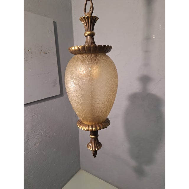 Metal Chandelier in Bronze Decorated with Acidic Glass by Archimedes Seguso for Seguso Murano, 1940s For Sale - Image 7 of 11