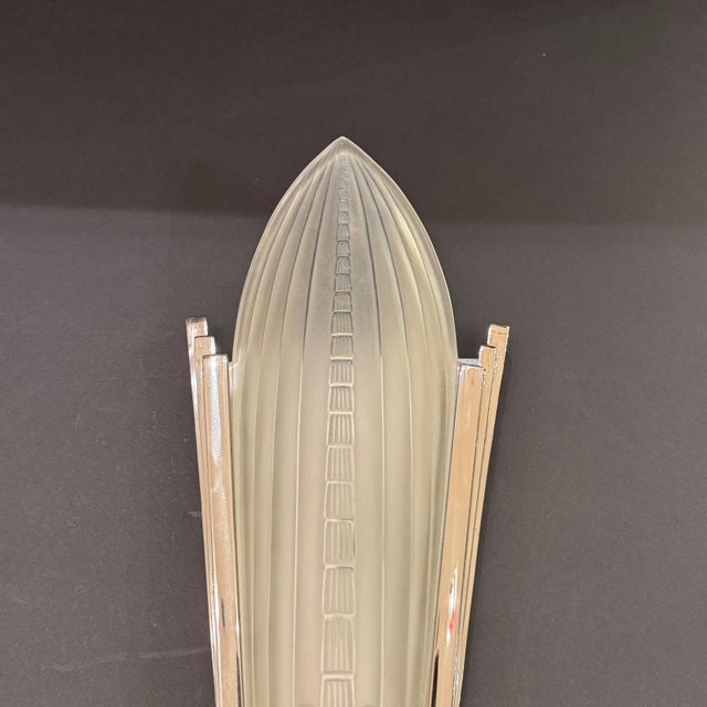 Late 20th Century Late-20th Century Pair Genet et Michon Style Art Deco Wall Sconces France For Sale - Image 5 of 18