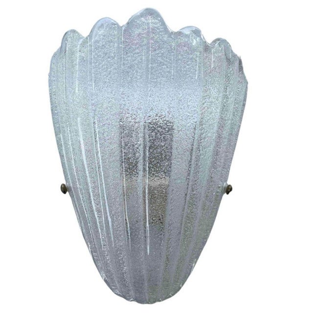 1960s Clear Graniglia Shield Murano Glass Sconces. Italy - Set of Ten For Sale - Image 4 of 7