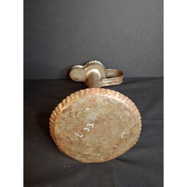 Antique 19thC Sheet Tin Betty Lamp Integrated Saucer Stand Primitive Fat Oil For Sale - Image 10 of 18