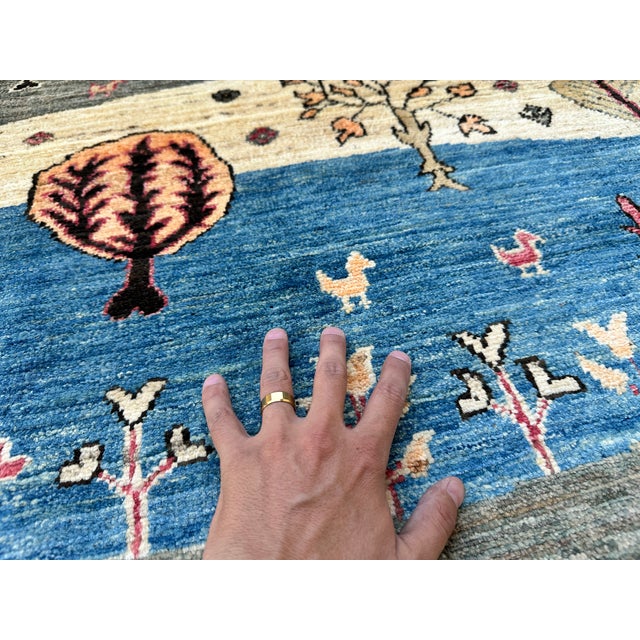 Landscape Gabbeh Hand-Knotted Wool Rug - 7'9" X 5'9" For Sale - Image 9 of 15