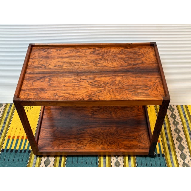 Mid-Century Modern Rosewood Bi-Level Trolley, Vintage For Sale - Image 3 of 14