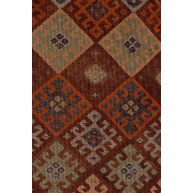Vintage Tribal Kilim Runner in Rust Brown, Orange and Blue Geometric Patterns For Sale In New York - Image 6 of 8