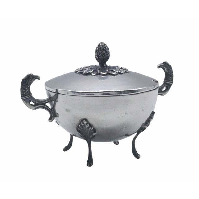 Antique Silver Sugar Bowl with Griffin Heads, 1900s For Sale - Image 3 of 10